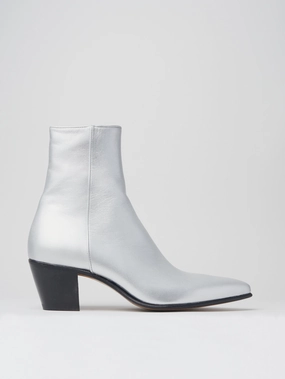 White Cowboy Boots NICO 60MM ANKLE BOOT IN SILVER CALFSKIN