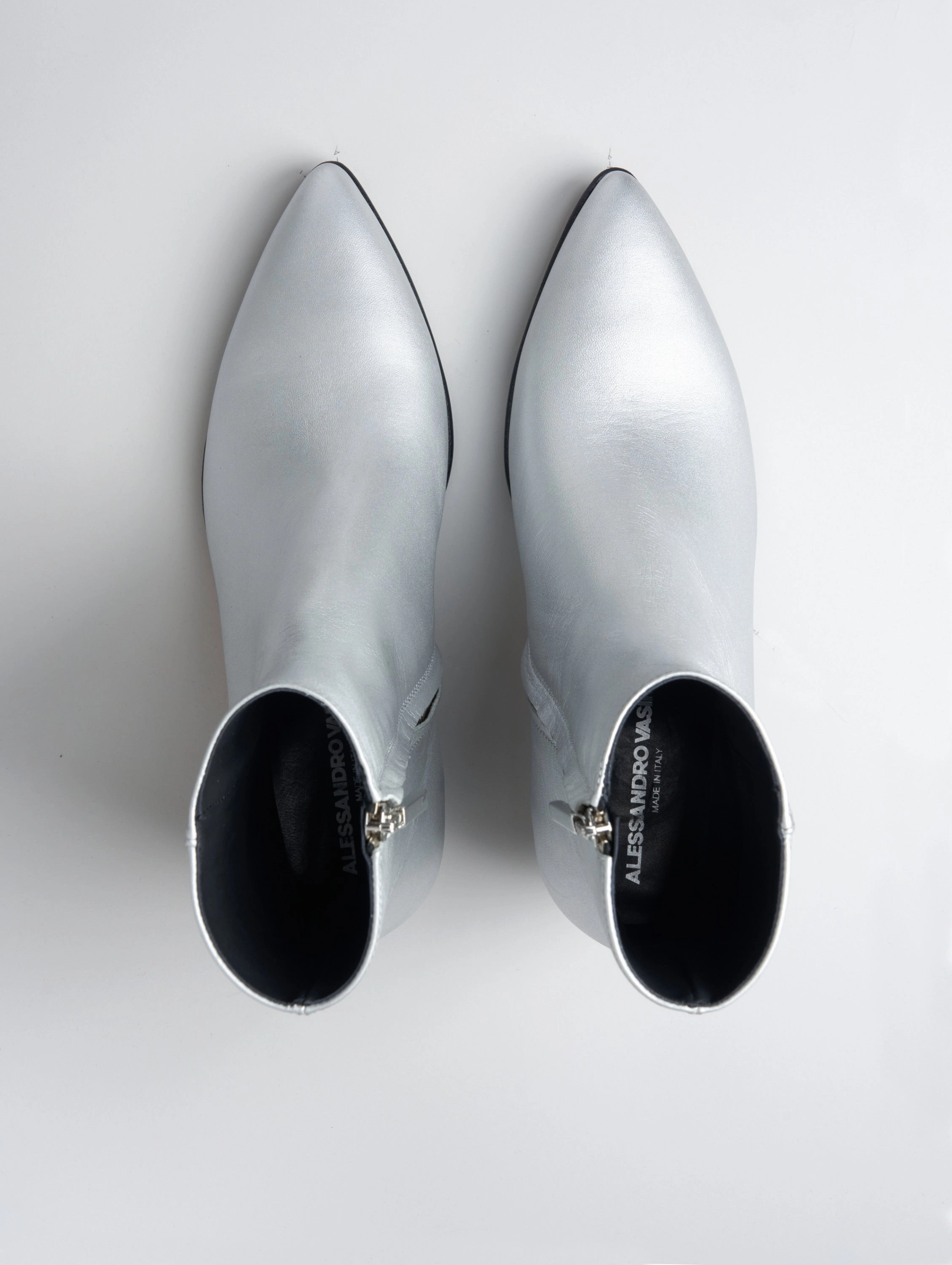 NICO 60MM ANKLE BOOT IN SILVER CALFSKIN Ceramic Cowboy Boots
