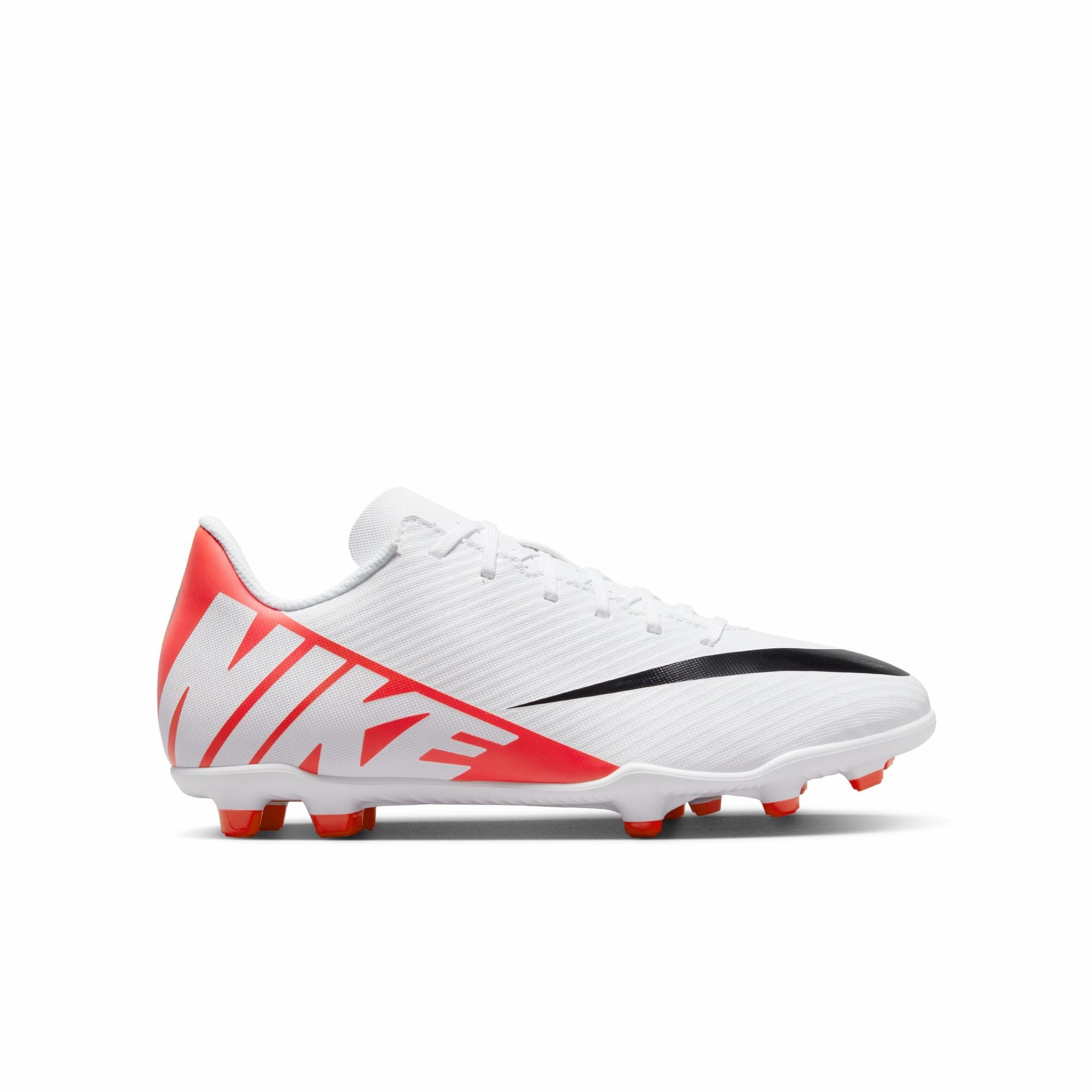 Soccer Cleats With Lace Cover Nike Junior Mercurial Vapor 15 Club FG/MG Soccer Cleat - Bright Crimson/White/Black