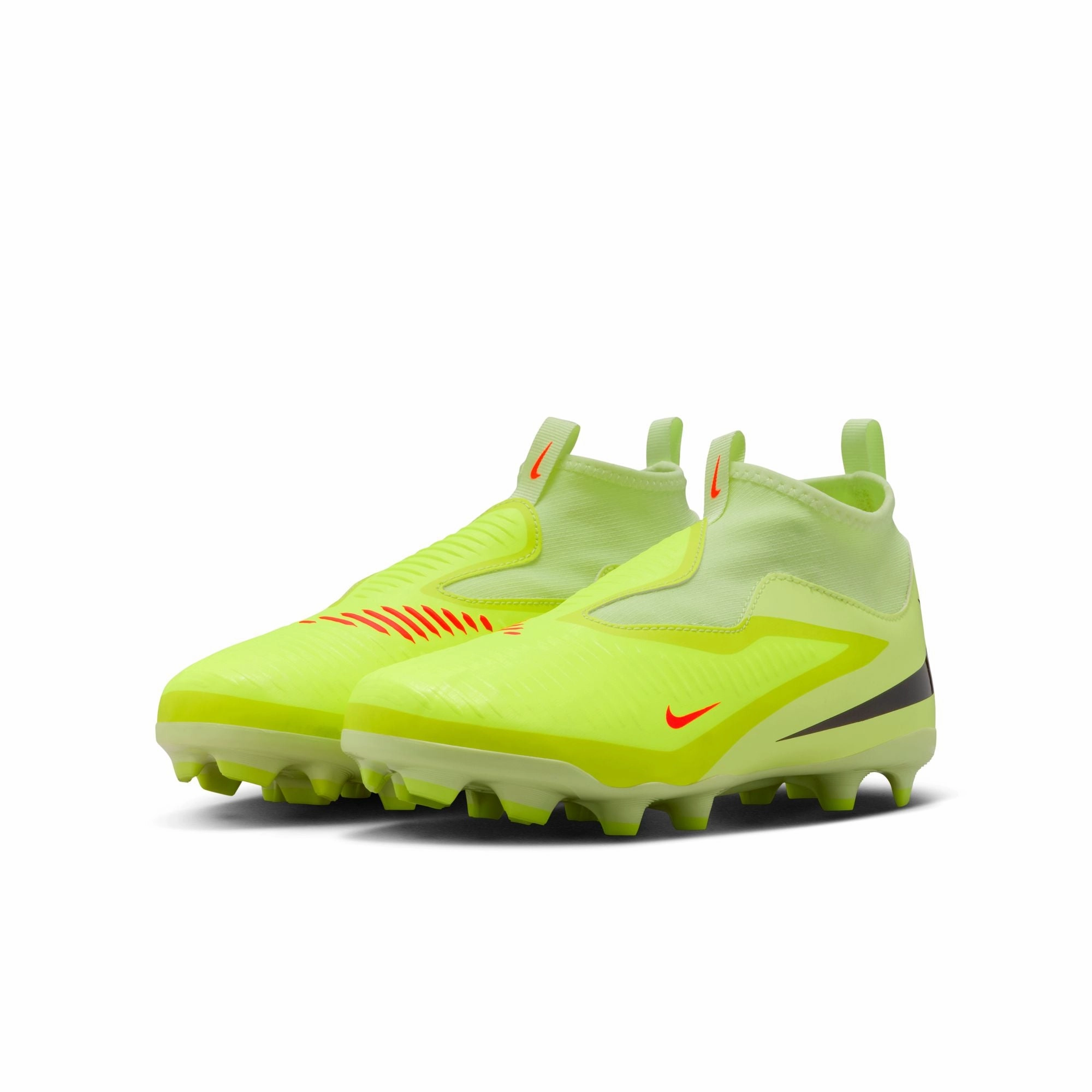 Nike Junior Phantom 6 High Academy FG Firm Ground Soccer Cleats- Hyper Crimson/Black/Limelight Messi League Fg/mg Junior Firm Ground Soccer Cleat