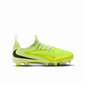 Nike Junior Phantom 6 Low Academy FG Firm Ground Soccer Cleats- Hyper Crimson/Black/ Life Lime Turf Soccer Cleats