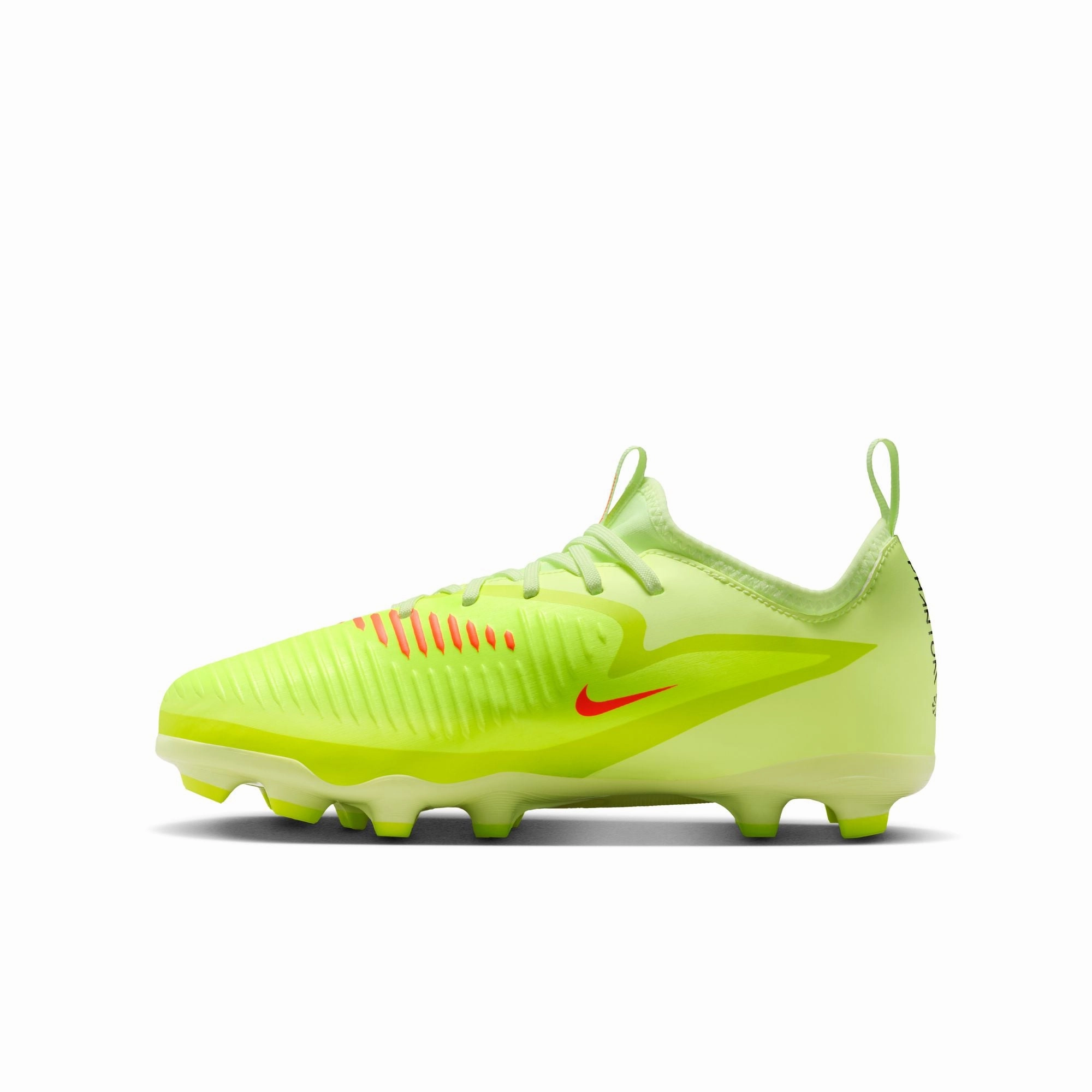Nike Junior Phantom 6 Low Academy FG Firm Ground Soccer Cleats- Hyper Crimson/Black/ Life Lime Soccer Cleats 10.5