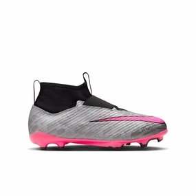 Nike Junior Zoom Mercurial Superfly 9 Pro FG Soccer Shoes - Silver/Pink/Black/Yellow Leyenda Soccer Cleats