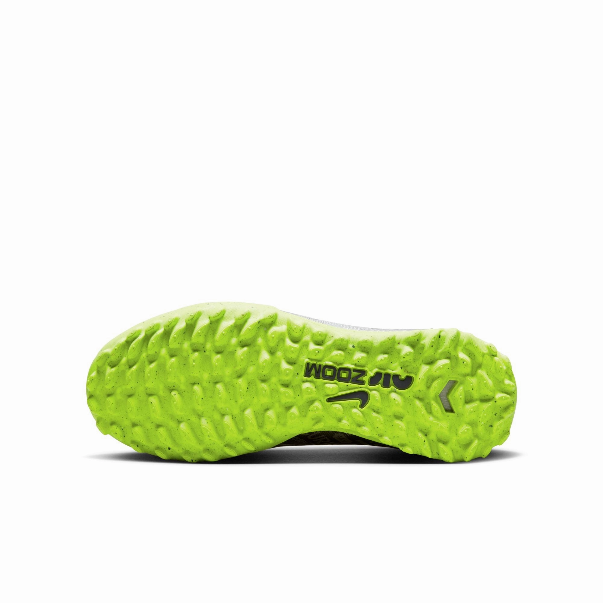 Youth Size 3 Soccer Cleats Nike Junior Zoom Vapor 15 Academy XXV TF Turf Shoes-Metallic Silver/ Volt Black