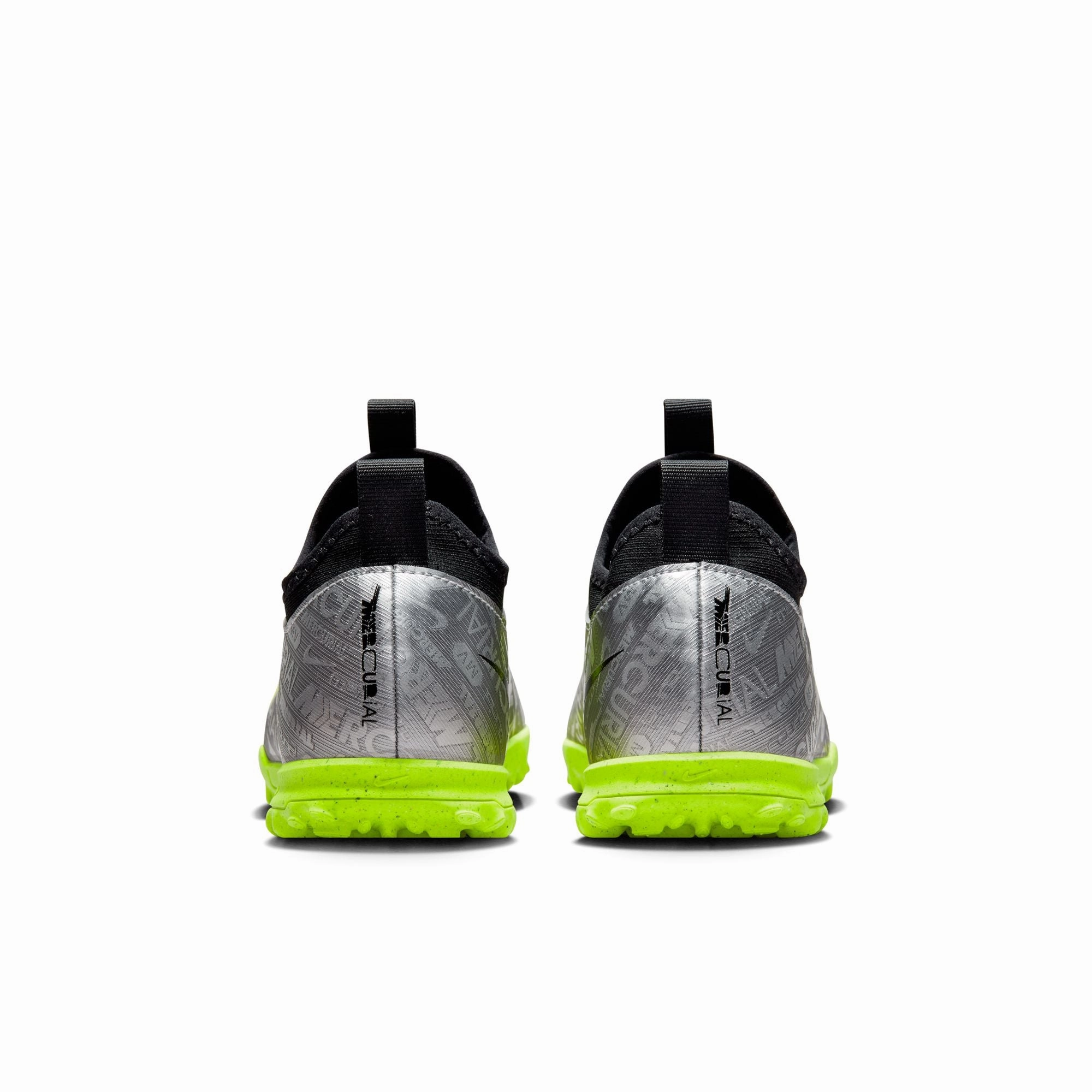 Tight Soccer Cleats Nike Junior Zoom Vapor 15 Academy XXV TF Turf Shoes-Metallic Silver/ Volt Black