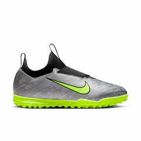 Best Deodorizer For Soccer Cleats Nike Junior Zoom Vapor 15 Academy XXV TF Turf Shoes-Metallic Silver/ Volt Black