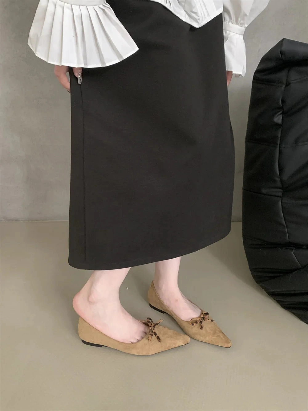 binfenxie  -  Pointed Toe Women Loafers 2024 New Arrivals Autumn Spring Dress Shoes Low Heeled Flats Bow Design Casual Slides Mules Shoes Loafers With Rhinestones