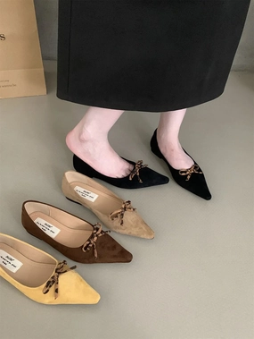 Our Legacy Loafers binfenxie  -  Pointed Toe Women Loafers 2024 New Arrivals Autumn Spring Dress Shoes Low Heeled Flats Bow Design Casual Slides Mules Shoes