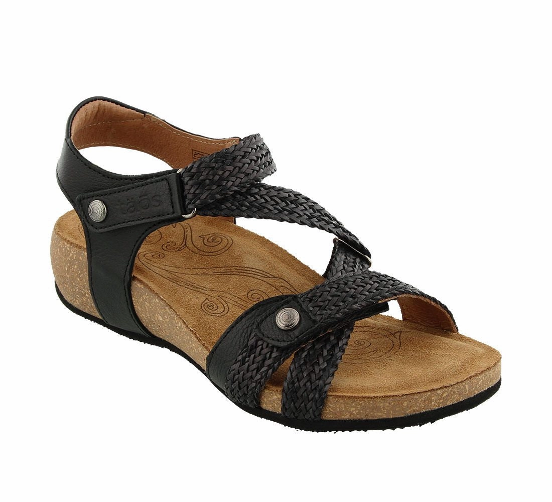 Taos Trulie Leather Sandal ~ Black ~ Honey ~ Stone Soft Insole
