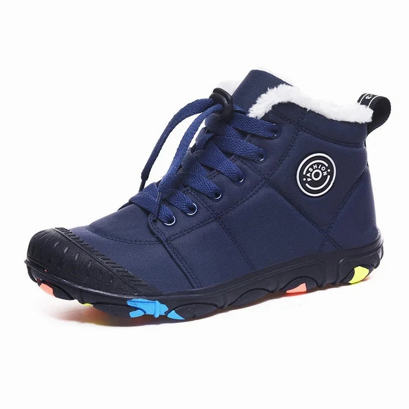 Hiking Fashion Boots Kids Hiking Shoes Non-slip Boys Winter Sneakers Warm Plus Fur Boots Teenagers Sport Trekking Shoe for Girls High Top Boots