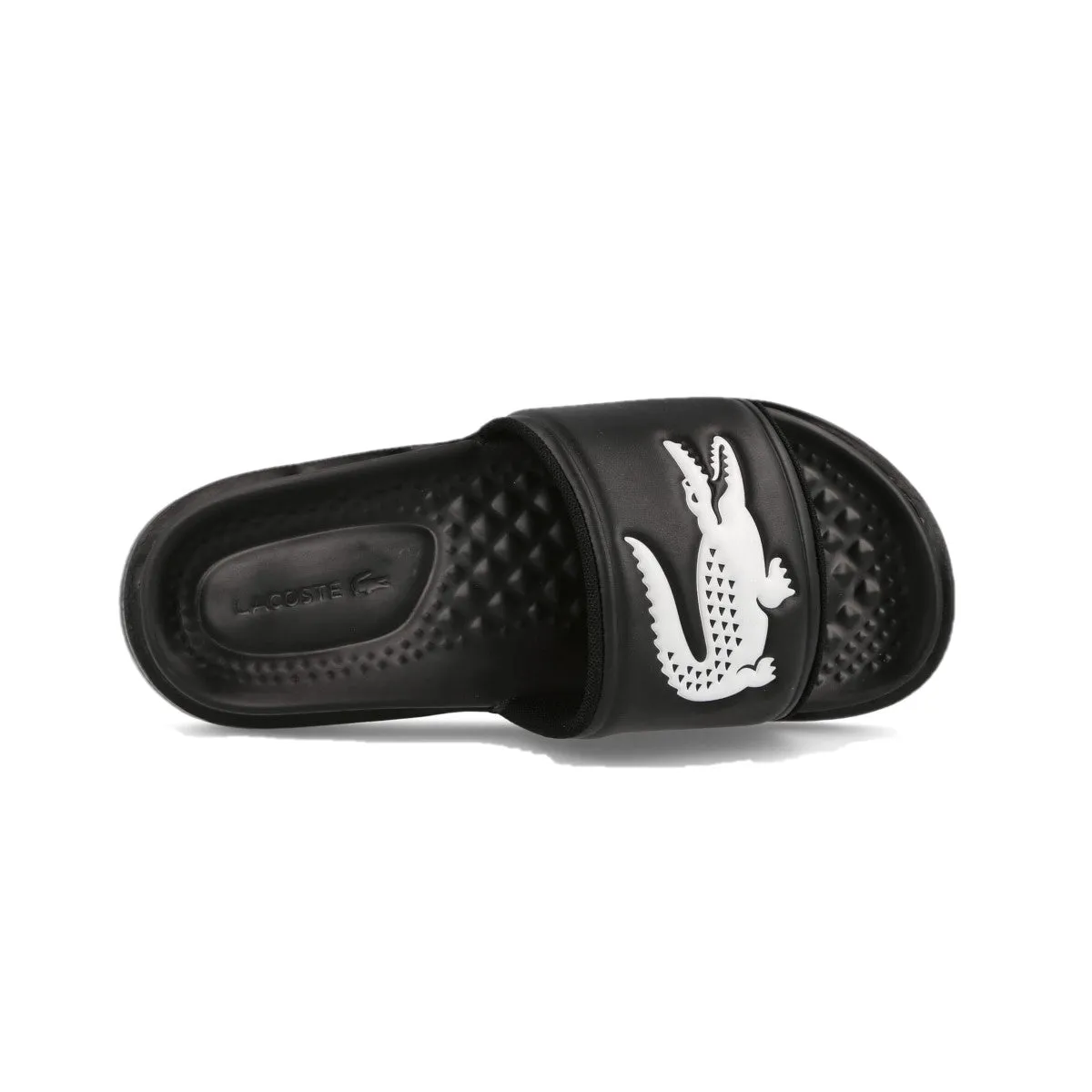 LACOSTE 7-43CMA0020312 CROCO DUALISTE LOGO STRAP 0922 MN'S (Medium) Black/White Synthetic Slide Trail