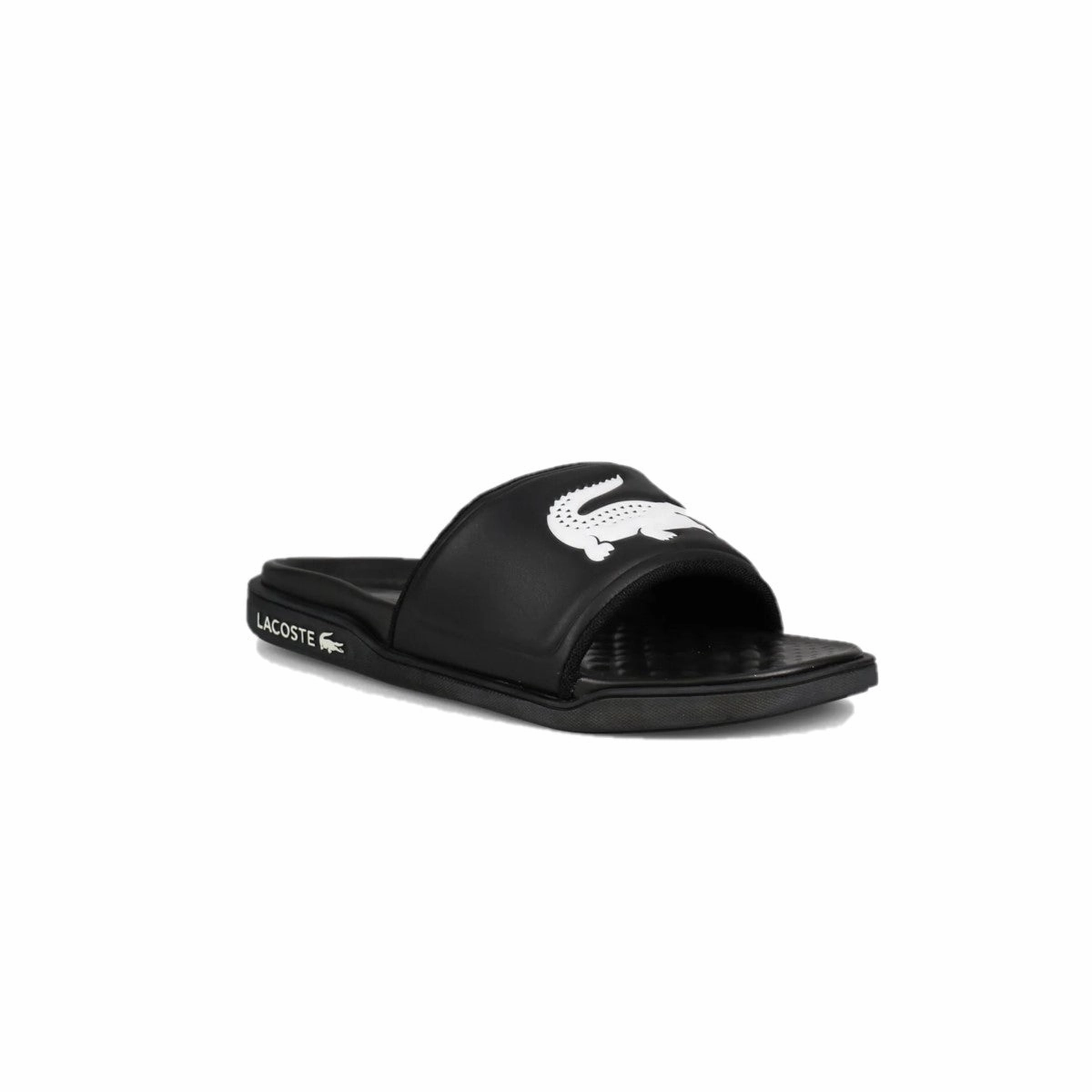 Lifestyle Fit LACOSTE 7-43CMA0020312 CROCO DUALISTE LOGO STRAP 0922 MN'S (Medium) Black/White Synthetic Slide