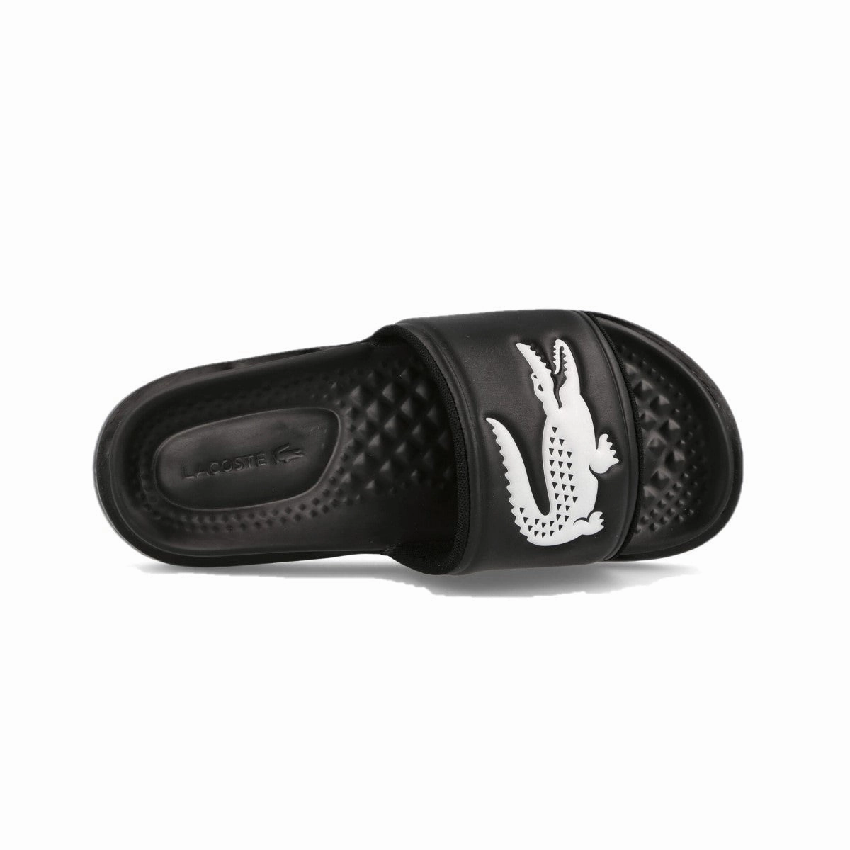 LACOSTE 7-43CMA0020312 CROCO DUALISTE LOGO STRAP 0922 MN'S (Medium) Black/White Synthetic Slide Ice Walk