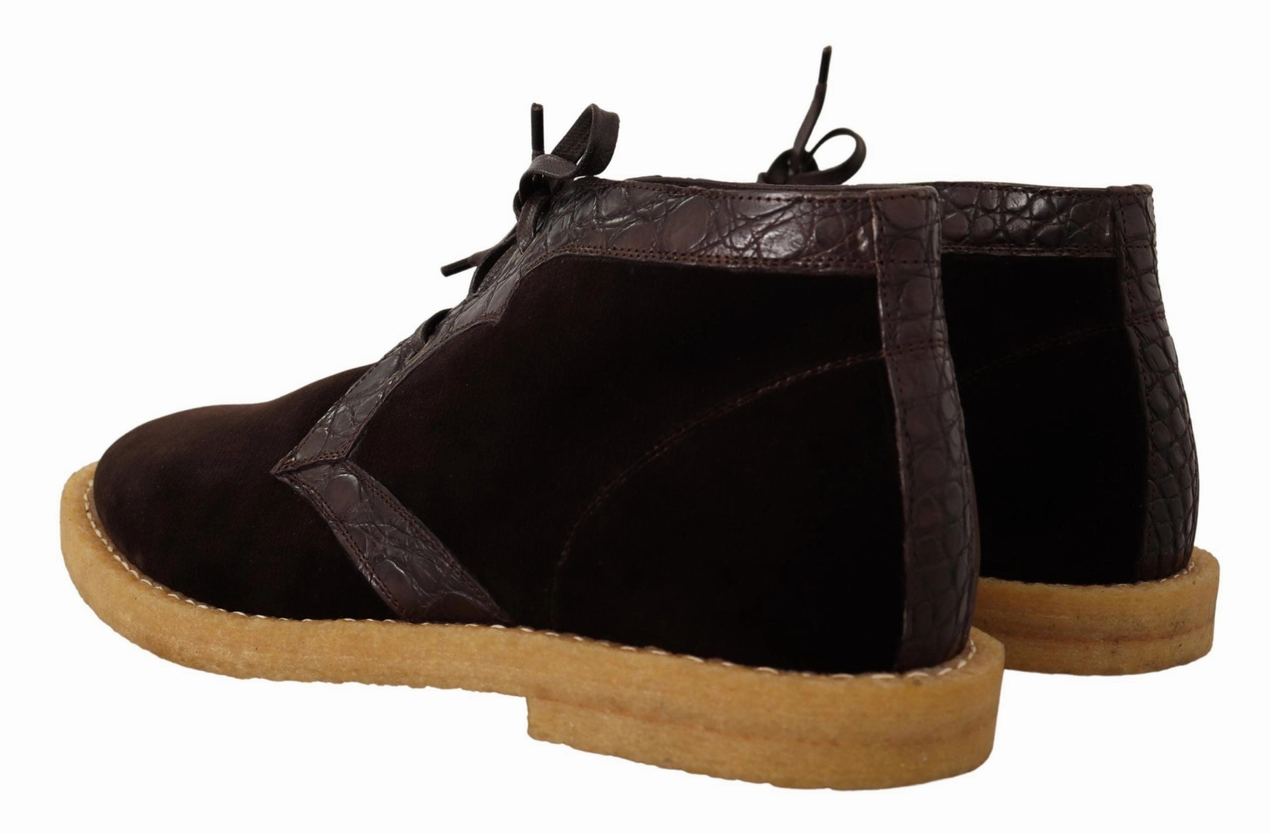 Dolce & Gabbana Exotic Caiman Leather Ankle Boots in Brown Hiking Boots Boots