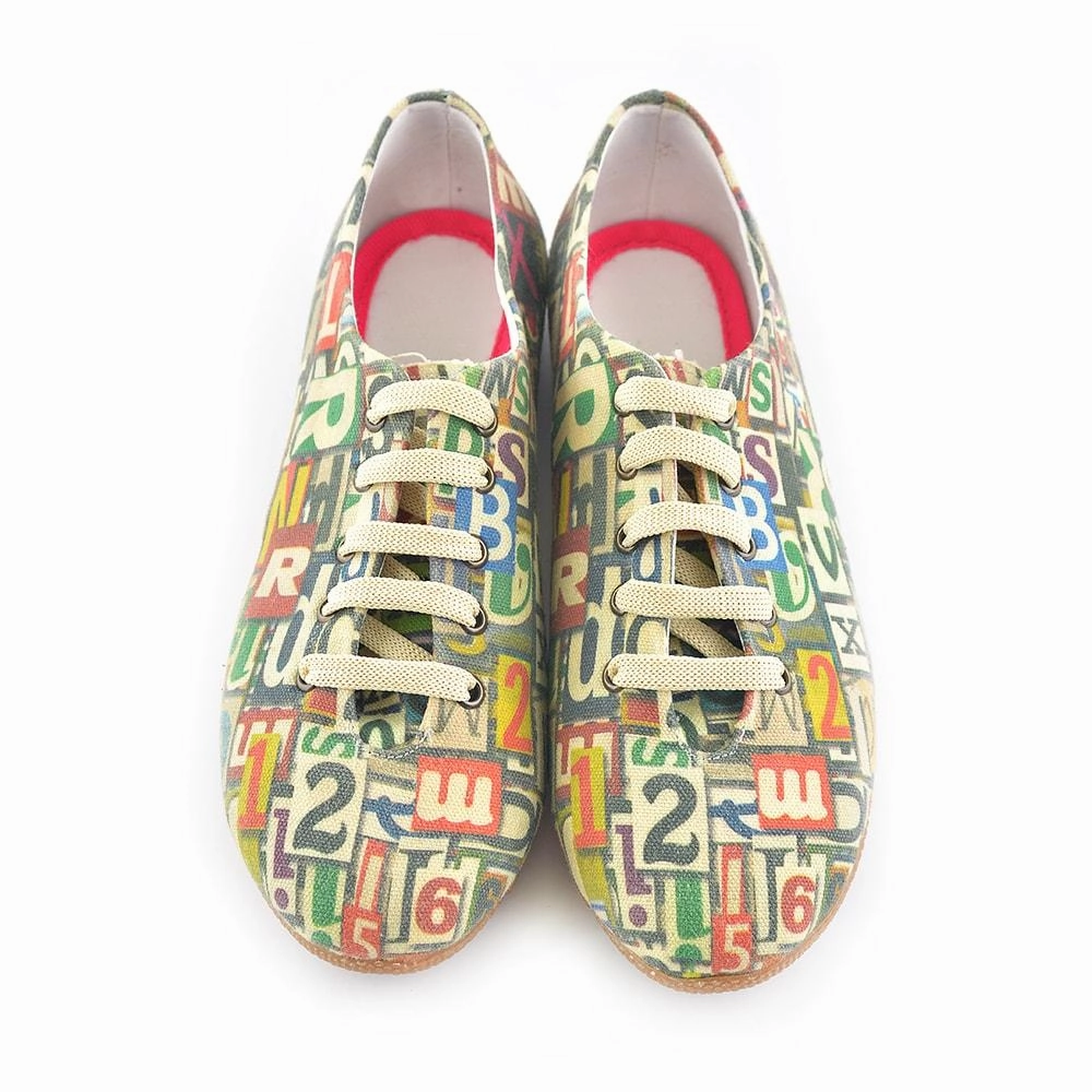 Stone Gray Numbers and Letters Ballerinas Shoes SLV031