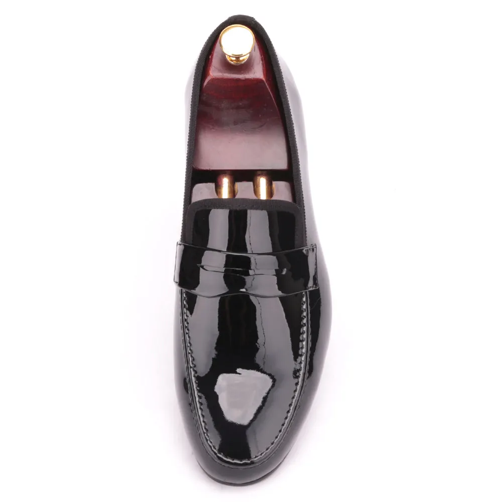 OneDrop Black Patent Leather Handmade Men Party Wedding Banquet Prom Loafers Lauren Ralph Lauren Loafers
