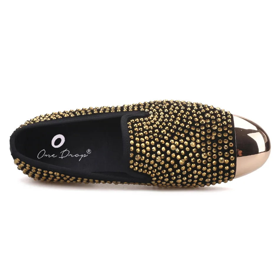 Adrian Snaffle Smooth Leather Kiltie Loafers OneDrop Gold Toe And Gold Crystal Handmade Men Dress Shoes Leather Party Wedding Prom Loafers