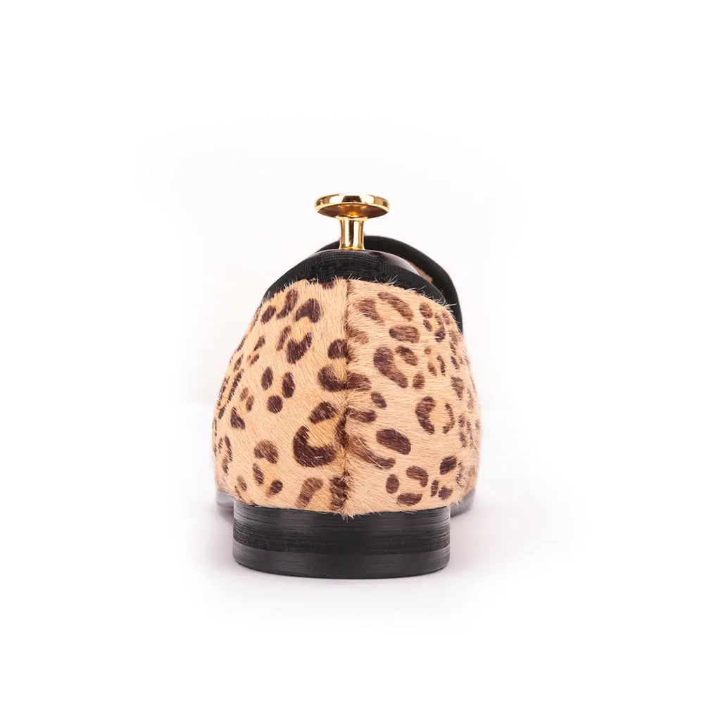 Rugged Loafers OneDrop Men Handmade Dress Shoes Horsehair Leopard Print Wedding Party Prom Loafers