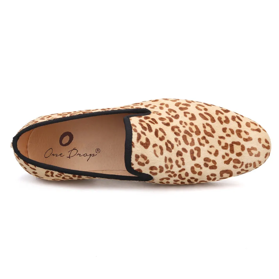 Como Loafers OneDrop Men Handmade Dress Shoes Horsehair Leopard Print Wedding Party Prom Loafers