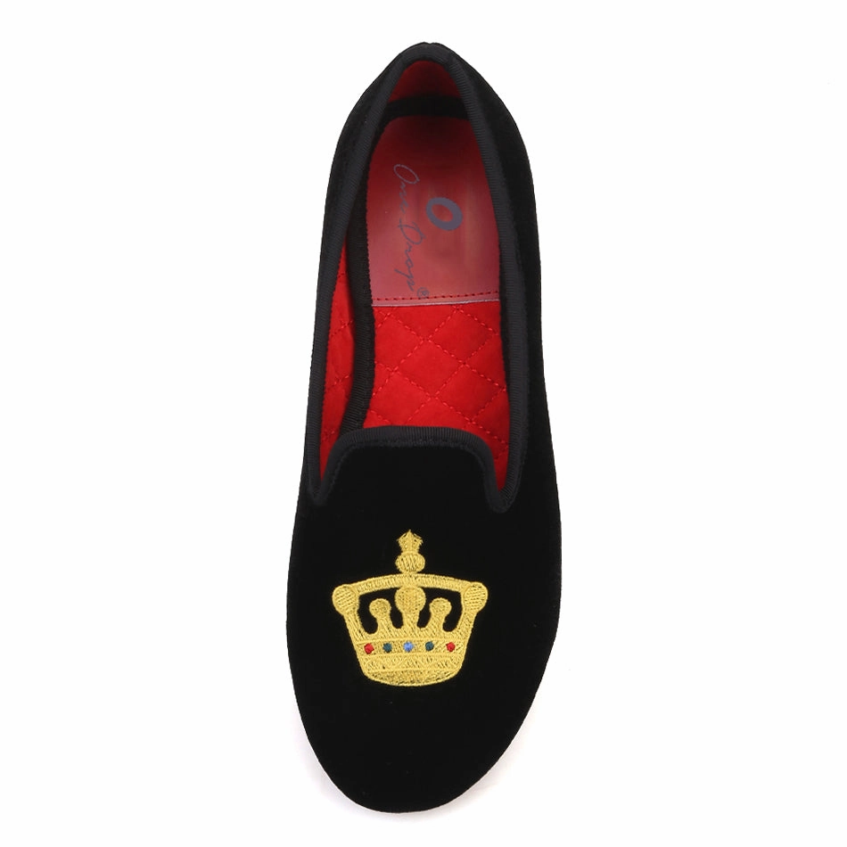 Prada Loafers OneDrop Crown Embroidery Women Velvet Dress Shoes Party Wedding Prom Loafers