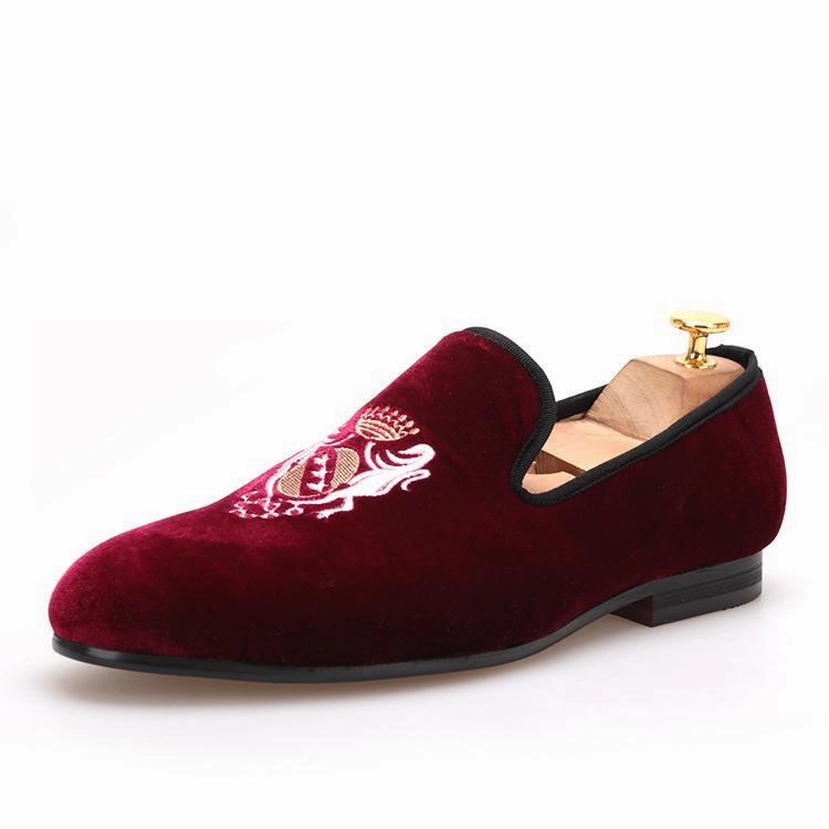 OneDrop Handmade Embroidery Men Velvet Dress Shoes Wedding Party Prom Loafers Loafers With A Bow