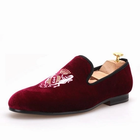 Lens Loafers OneDrop Handmade Embroidery Men Velvet Dress Shoes Wedding Party Prom Loafers