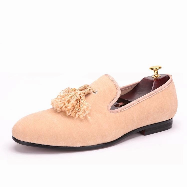 Loafers Cute OneDrop Handmade Fabric Tassel Men Dress Shoes Velvet Party Wedding Prom Loafers