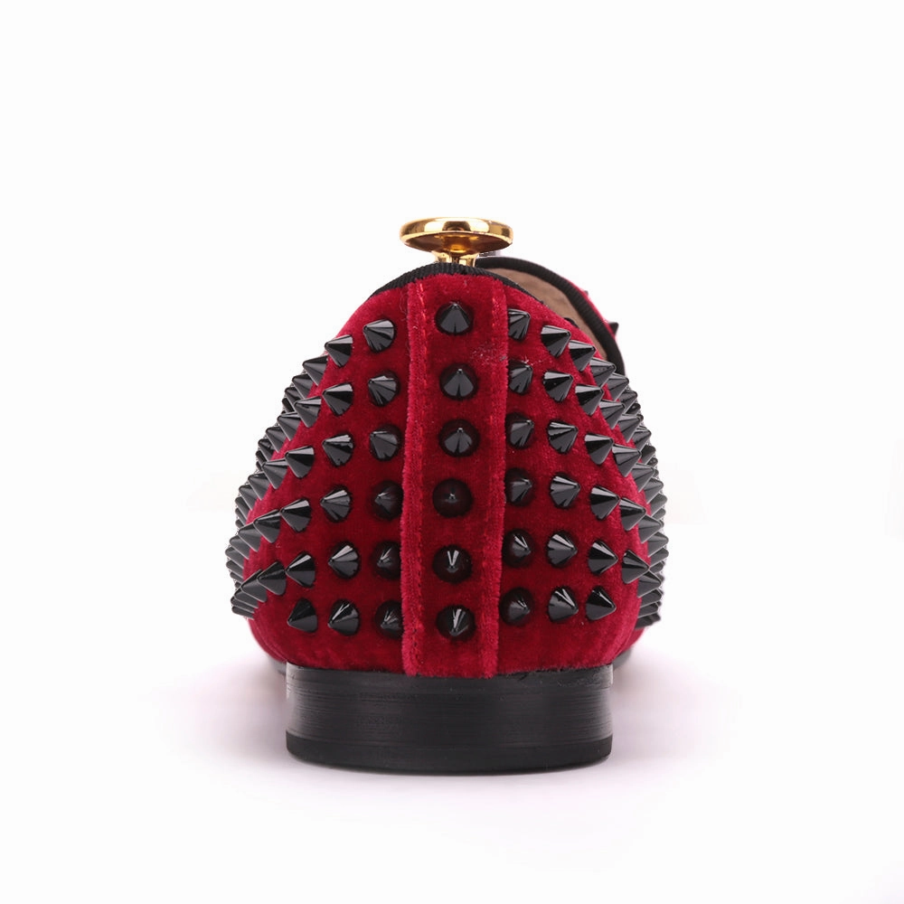 Bloomingdales Loafers OneDrop Handmade Men Dress Shoes Velvet Black Spikes Rivets Party Wedding Prom Loafers