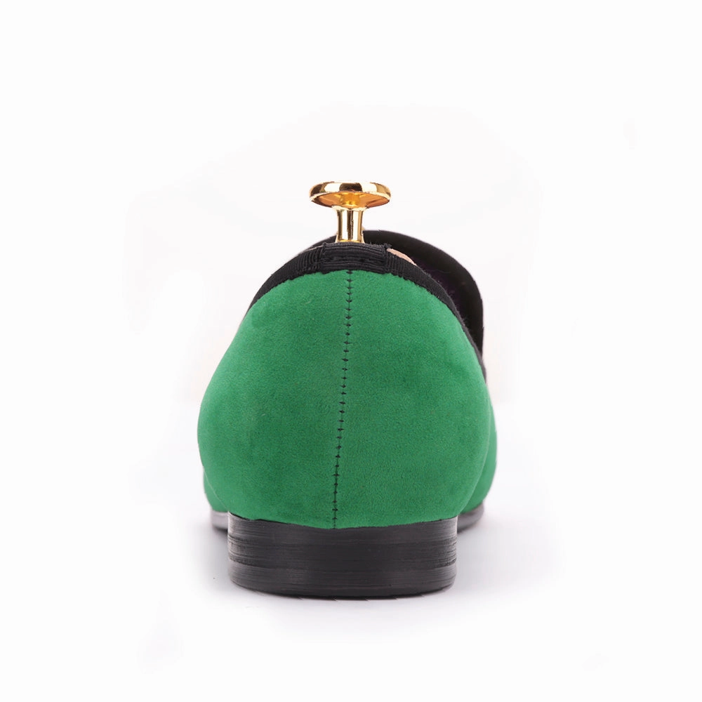 OneDrop Handmade Men Green Velvet Dress Shoes Shark Embroidery Party Wedding Prom Loafers Weejuns Bass Loafers