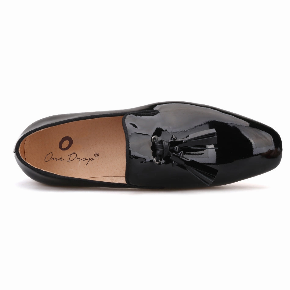 Miumiu Loafers OneDrop Handmade Men Leather Dress Shoes Spikes Tassel Party Wedding Prom Loafers