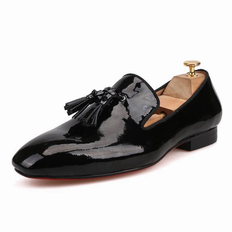 Loafers Studded OneDrop Handmade Men Leather Dress Shoes Spikes Tassel Party Wedding Prom Loafers