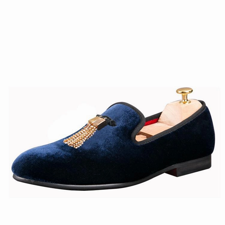 OneDrop Handmade Men Velvet And Crystal Tassel Wedding Party Prom Loafers White Mountain Shoes Loafers