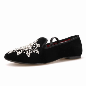 OneDrop Handmade Rhinestone Women Dress Shoes Velvet Party Wedding Prom Loafers Loafers With Lug Sole