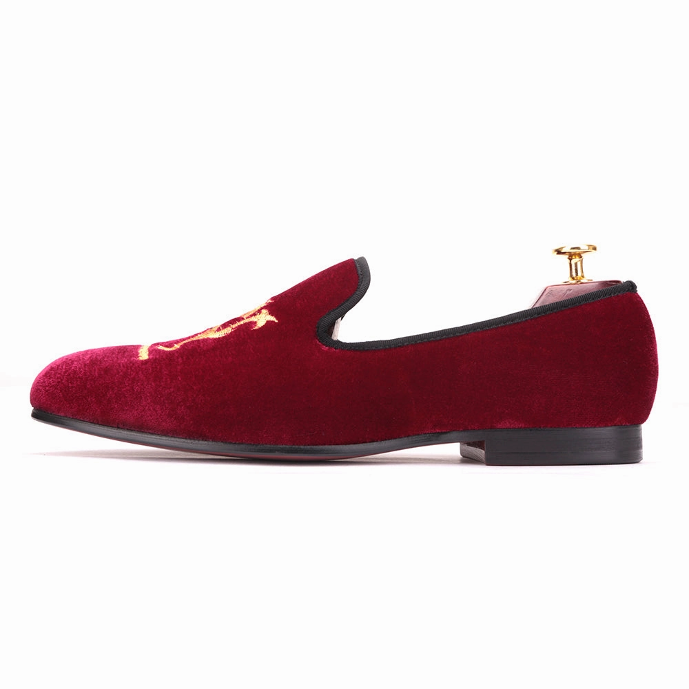 Thin No Show Socks For Loafers OneDrop Lion Embroidery Velvet Men Handmade Dress Shoes Party Wedding Banquet Prom Loafer