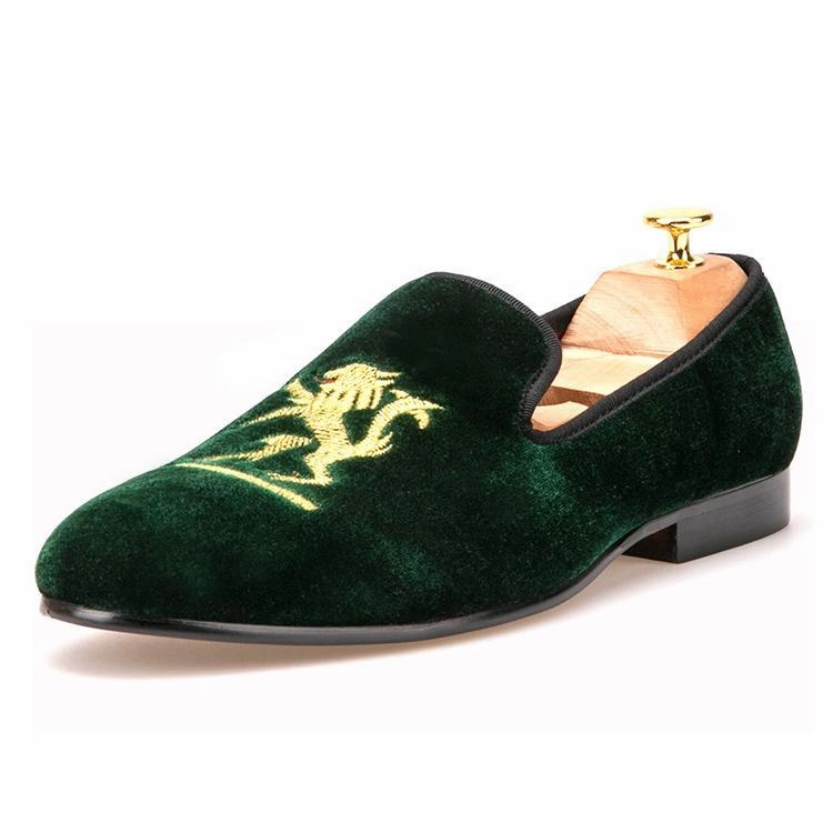 Nordstrom Sam Edelman Loafers OneDrop Lion Embroidery Velvet Men Handmade Dress Shoes Party Wedding Banquet Prom Loafer