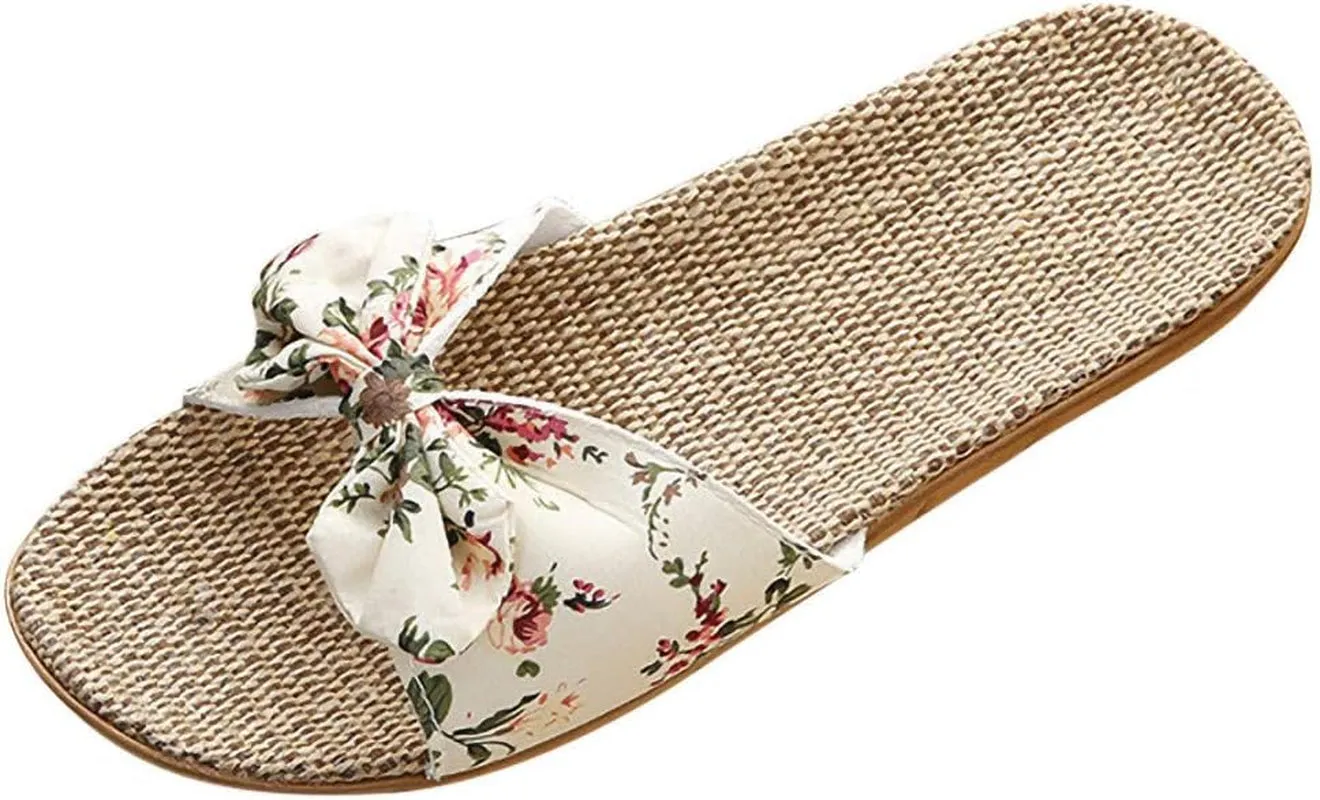 Open Toe Slide Slippers-Rqwein Ladies' Cute Slip-On House Shoes Spa Mules Sandals with Indoor Outdoor Anti-Skid SoleBeige5.5 Resort Slippers