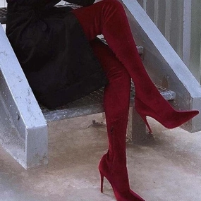 Adidas Indoor Shoes Football Purpdrank - Red Casual Patchwork Solid Color Pointed Keep Warm Comfortable Shoes (Heel Height 4.72in)