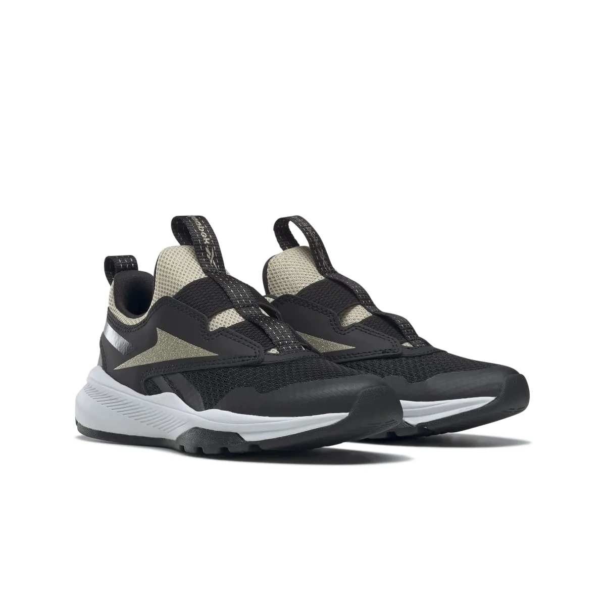 Distinctive cushioning Go Mode REEBOK GW1236 XT SPRINTER SLIP-ON YTH'S (Medium) Black/Black/Gold Synthetic/Mesh Running Shoes
