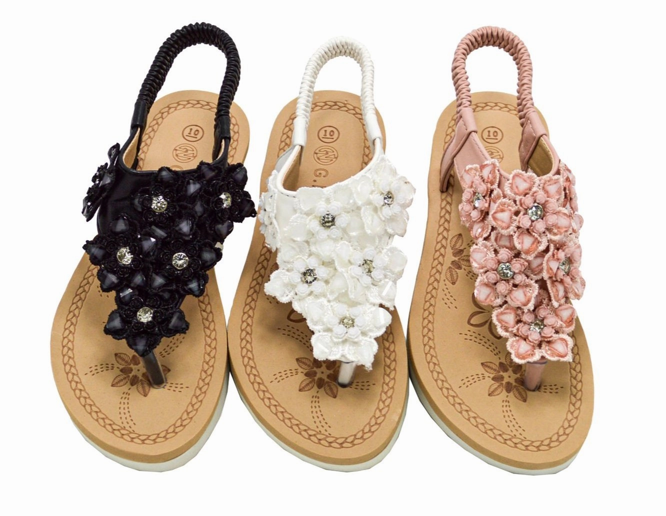 Wholesale Kids Embellished Flat Sandals Assorted Colors Claire NGJK Sandals Shop Near Me