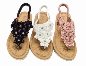 Wholesale Kids Embellished Flat Sandals Assorted Colors Claire NGJK Asian Sandals