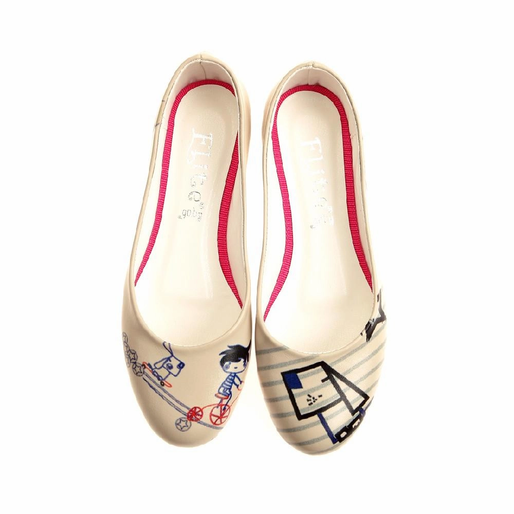 Dynamic Edge Vintage Love Dog And Boy Ballerinas Shoes 1014