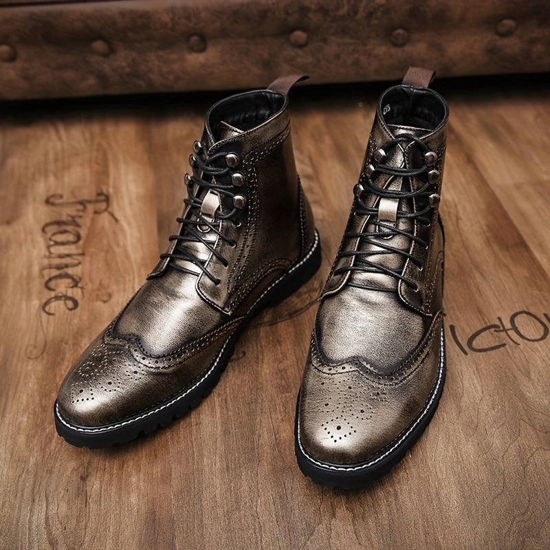 Work Boot Warehouse Formal Events Dress Boots For Men | Plus Size High Top Derby Boots