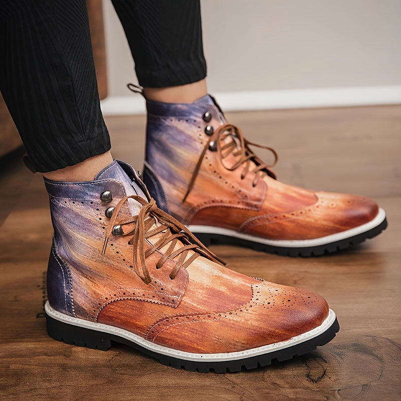 Landscaping Work Boots Formal Events Dress Boots For Men | Plus Size High Top Derby Boots