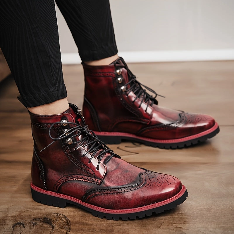 Formal Events Dress Boots For Men | Plus Size High Top Derby Boots 400g Thinsulate Work Boots