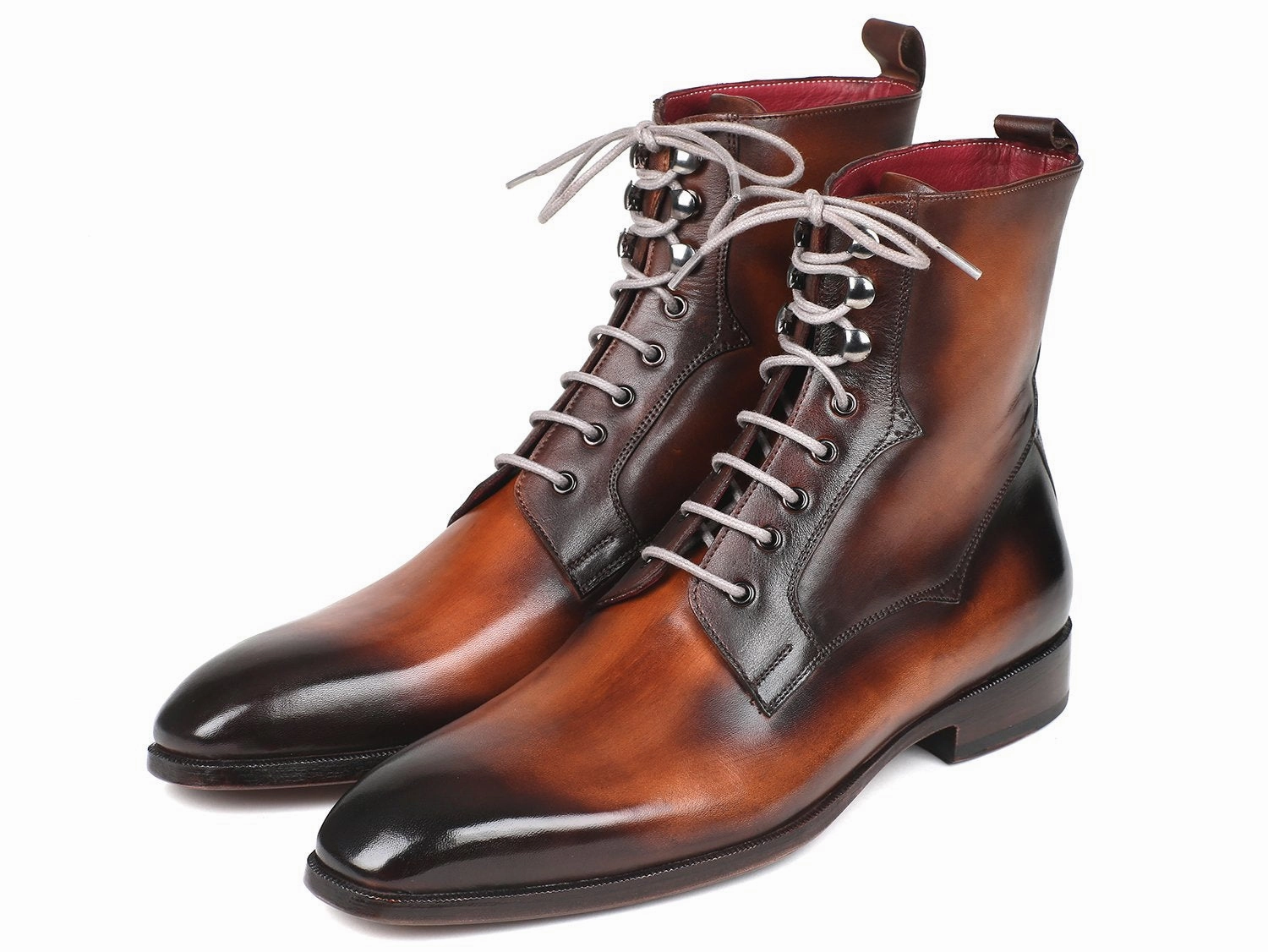 Paul Parkman Men's Brown Burnished Leather Lace-Up Boots Gazelle Adidas Shoes
