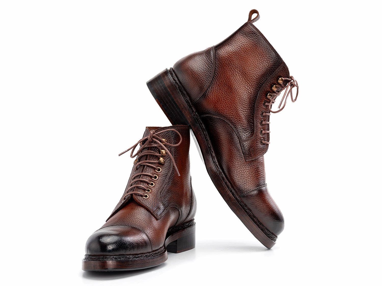 Boots With Low Heels Paul Parkman Men's Brown Floater Leather Boots (ID#5075-FLB)