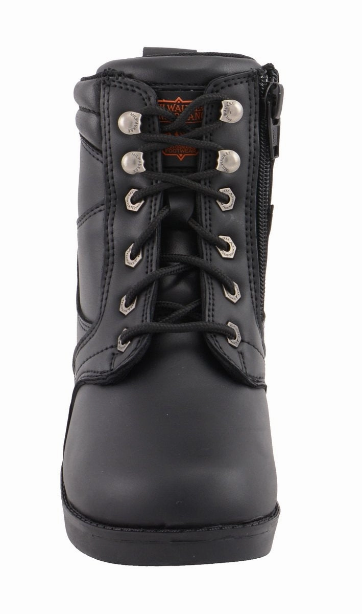 Milwaukee Leather MBK9265 Boys Black Lace-Up Boots with Side Zipper Entry Dan Post Boots