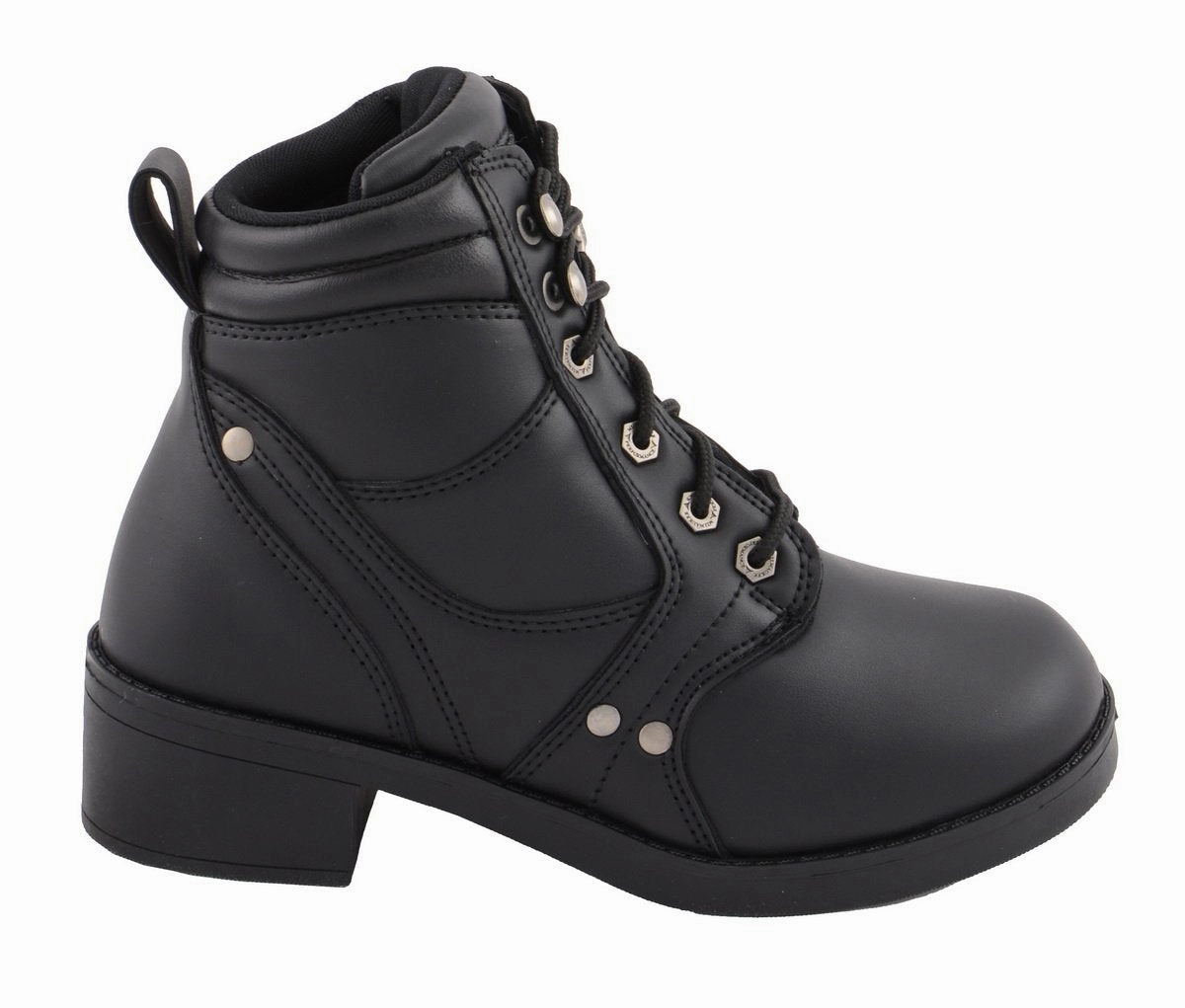 Wedge Sole Boots Milwaukee Leather MBK9265 Boys Black Lace-Up Boots with Side Zipper Entry