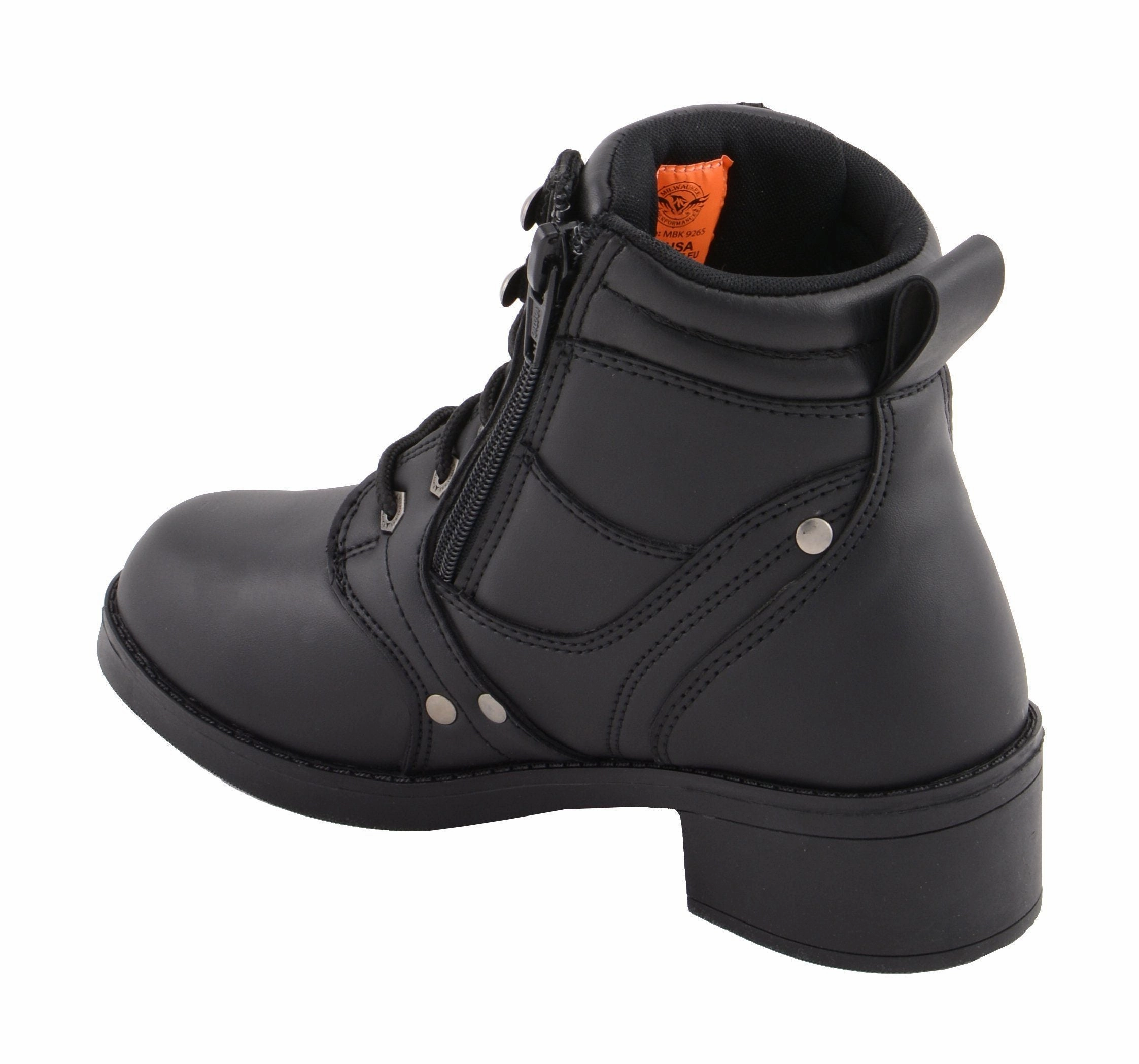 Milwaukee Leather MBK9265 Boys Black Lace-Up Boots with Side Zipper Entry Durango Western Boots