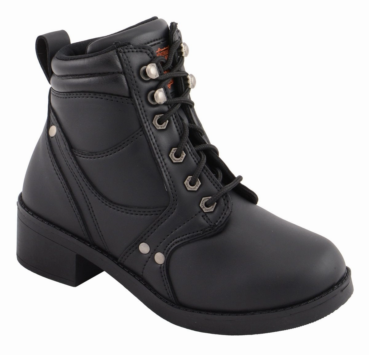 Milwaukee Leather MBK9265 Boys Black Lace-Up Boots with Side Zipper Entry Boots With Knife Sheath